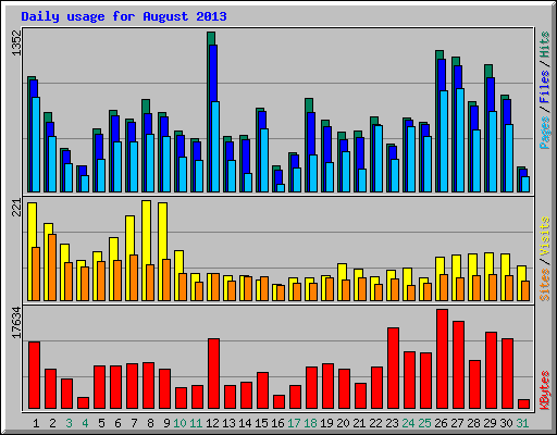 Daily usage for August 2013