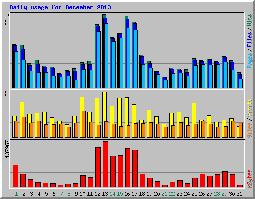 Daily usage for December 2013