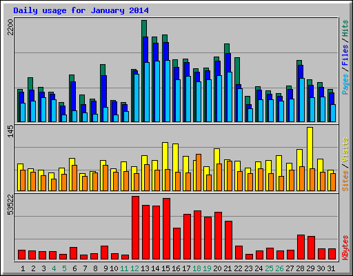 Daily usage for January 2014