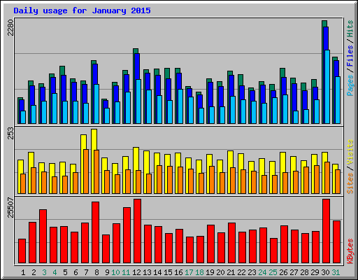 Daily usage for January 2015