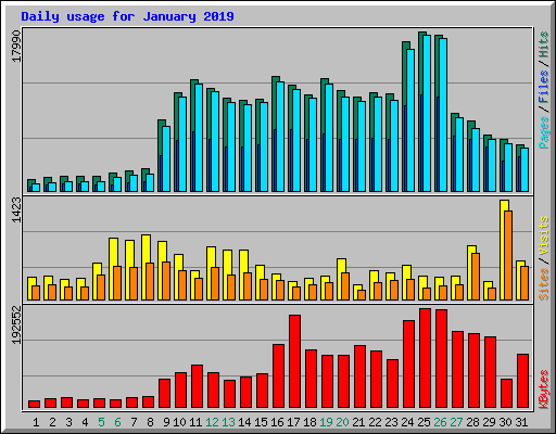 Daily usage for January 2019