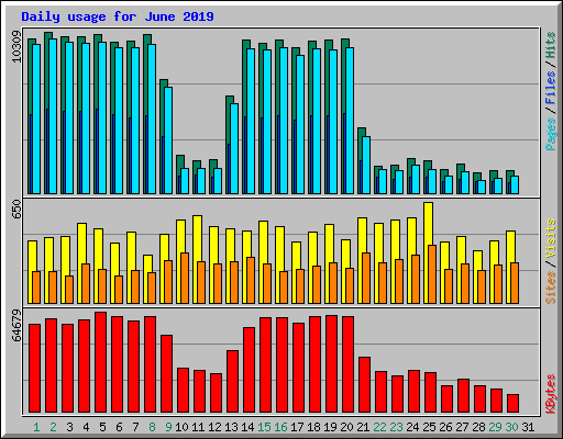 Daily usage for June 2019