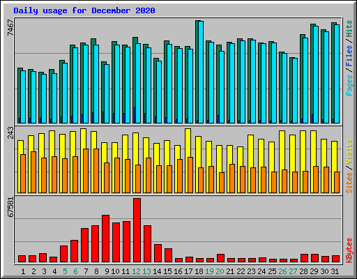 Daily usage for December 2020