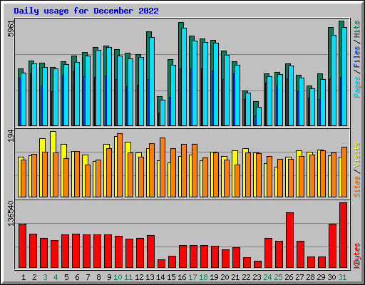 Daily usage for December 2022