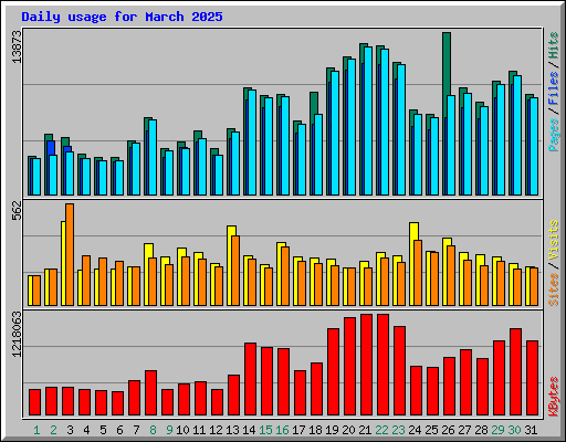 Daily usage for March 2025