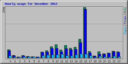 Hourly usage for December 2012