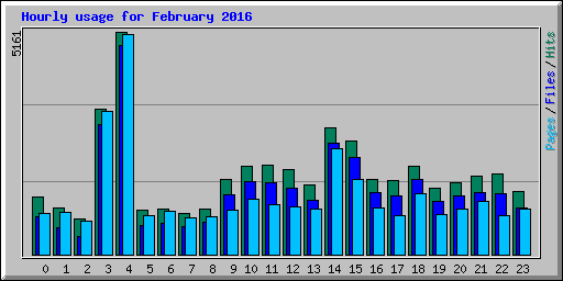 Hourly usage for February 2016